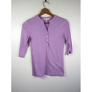 Victoria's Secret Henley Top Womens Small Purple 3/4 Sleeve Tee Casual Coquette